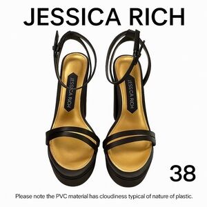Jessica Rich Black Satin Platform Sandals – Size 38 (US 7.5–8)